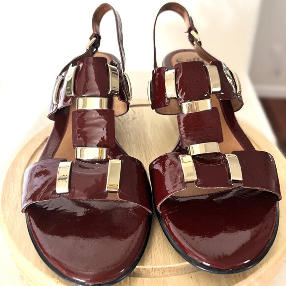 Sofft Women's Patent Leather Marron Open-Toe Sandal- Size 9.5 - Picture 2 of 6